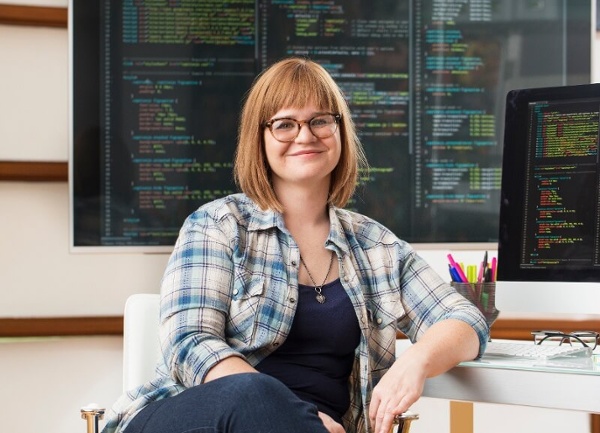 A woman coding