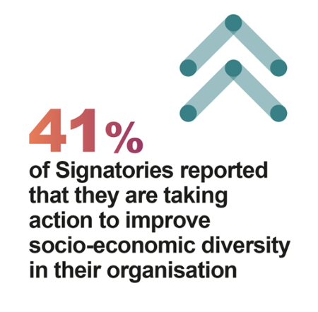 41% of Signatories are taking action to improve socio-economic diversity